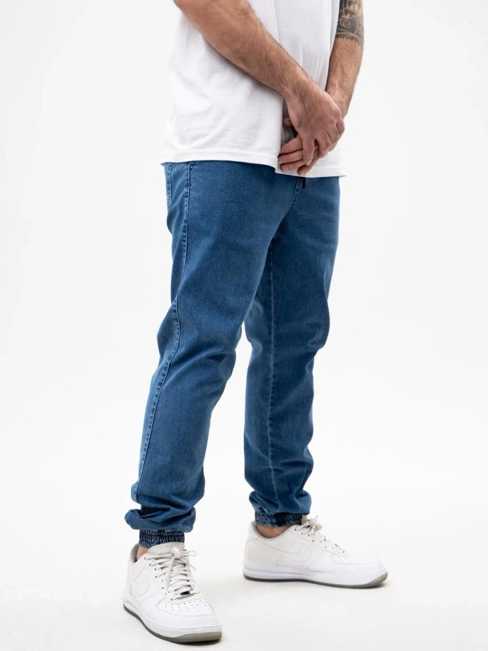 Spodnie Jeans Jogger męskie Jigga Wear Crown Pool Blue jasne niebieskie