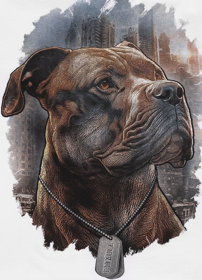 Koszulka męska T-Shirt Pit Bull Pitbull Hero biała