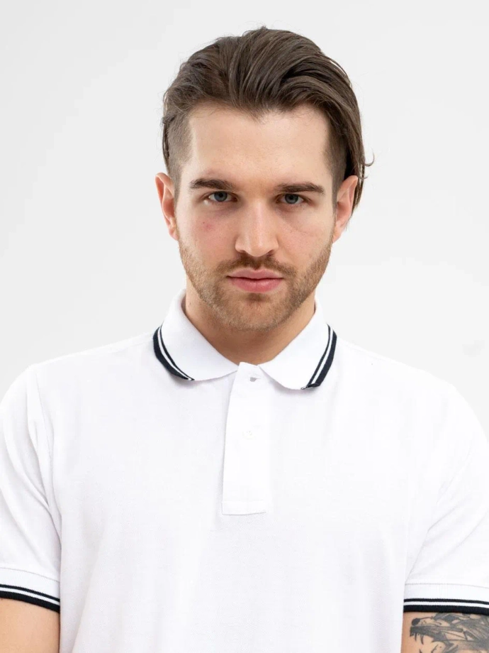 Koszulka męska Polo Jigga Wear Classic Stripe biała