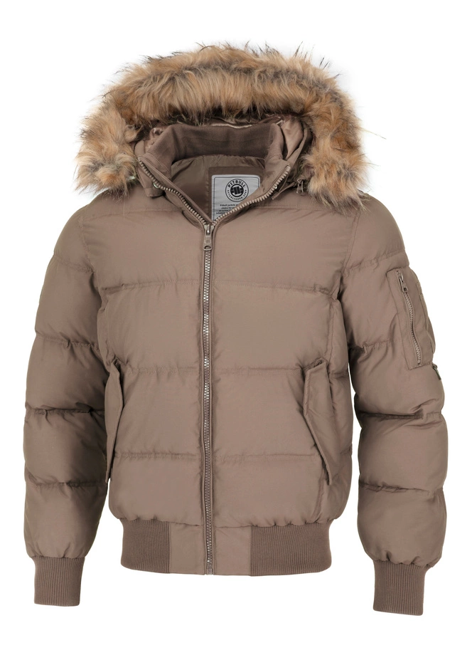 Kurtka zimowa męska Pit Bull Burnt Hooded Jacket beżowa