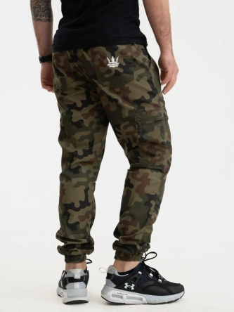 Spodnie męskie Materiałowe Jogger Bojówki Jigga Wear Crown Ripstop Cargo woodland camo zielone