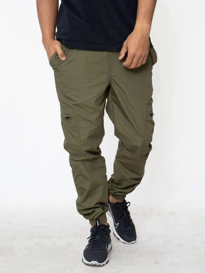Spodnie męskie Materiałowe Jogger Bojówki Jigga Wear Crown Ripstop Cargo khaki zielone