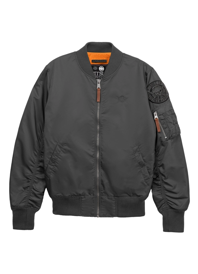 Kurtka męska przejściowa wiosenna Pit Bull MA 1 Logo Flight Jacket 2 bomber grafitowa szara