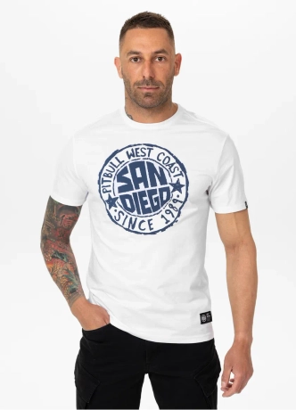 Koszulka męska T-Shirt Pit Bull Pitbull San Diego Sun biała