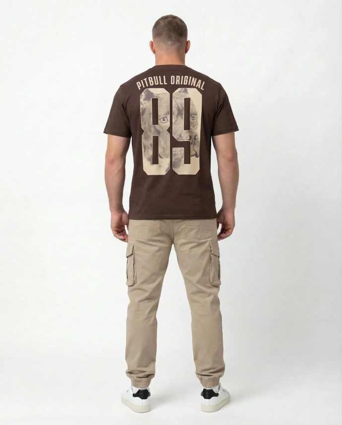 Koszulka męska T-Shirt Pitbull Eighty Nine Dog ciemno brązowa