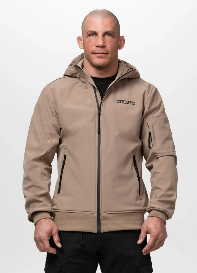 Kurtka męska przejściowa wiosenna Pit Bull Softshell Roscoe ciemno beżowa