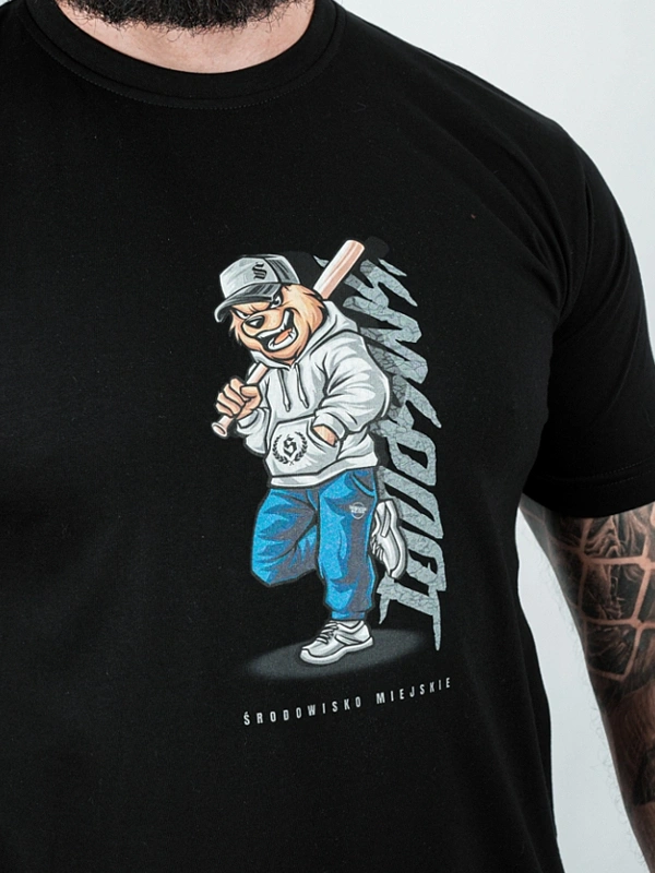 Koszulka męska t-shirt Środowisko Miejskie Baseball Bear czarna