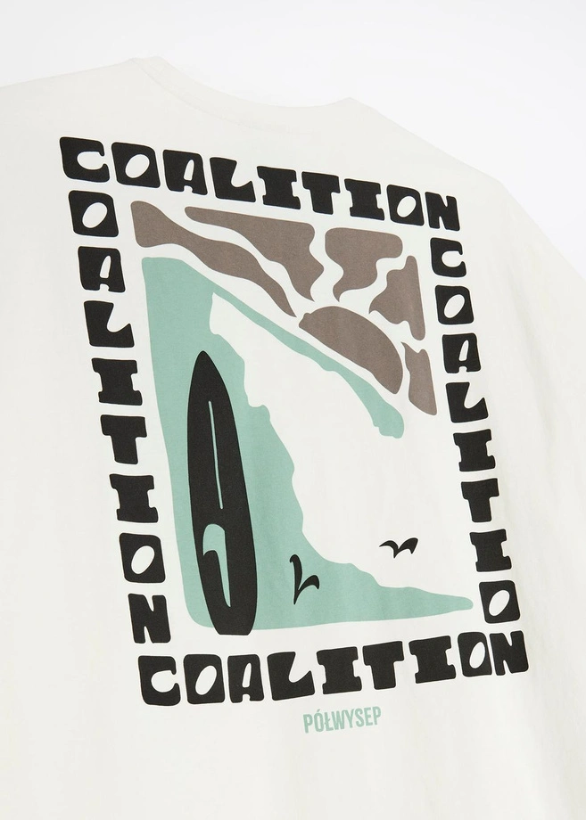 Koszulka męska t-shirt Coalition CLTN T Check kremowa