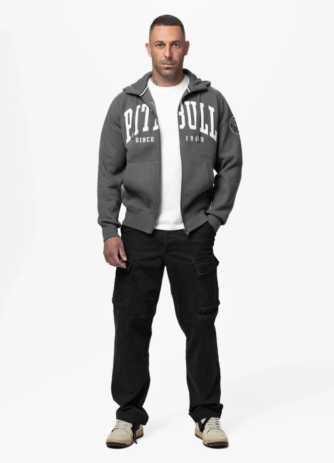 Bluza męska rozpinana z kapturem Pit Bull Norton grafitowa