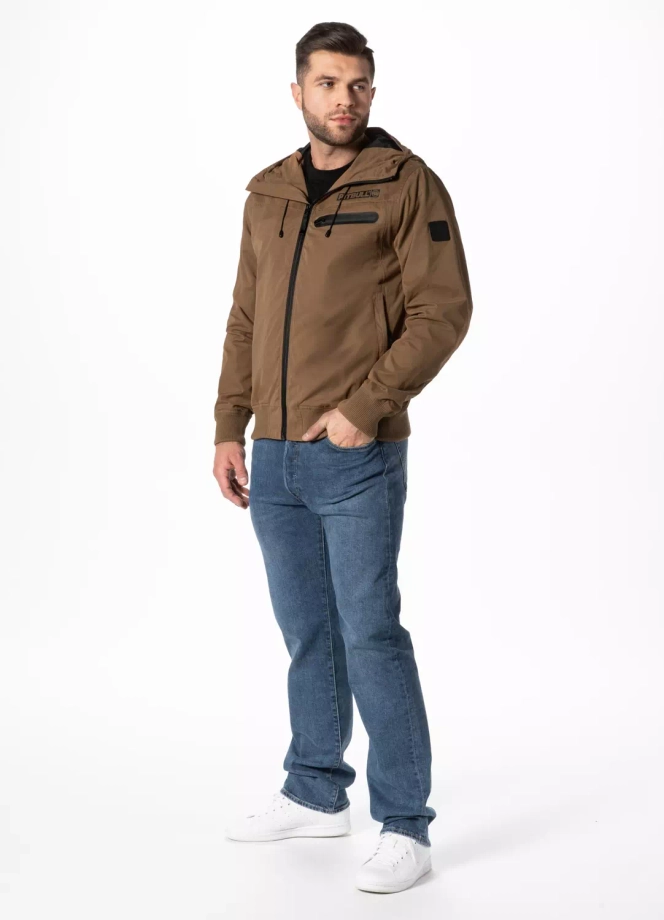Kurtka męska przejściowa wiosenna Pit Bull Groton wiatrówka brązowa