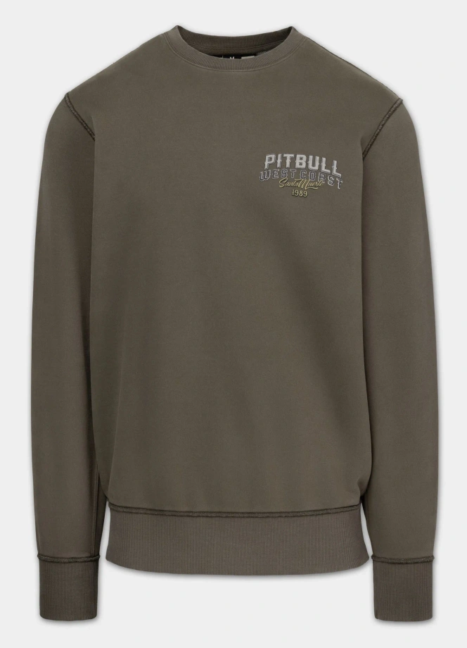 Bluza męska bez kaptura Pitbull Santa Muerte ciemna oliwka