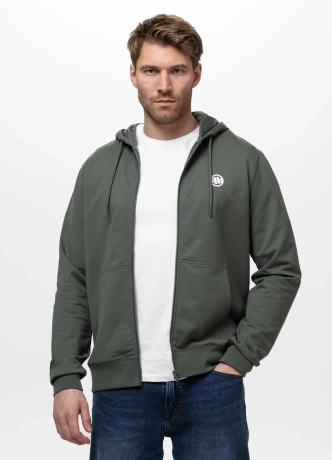 Bluza męska rozpinana z kapturem Pitbull Small Logo Nugget zielona