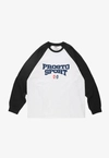 Koszulka longsleeve męski oversize Prosto Harvard biała/granatowa
