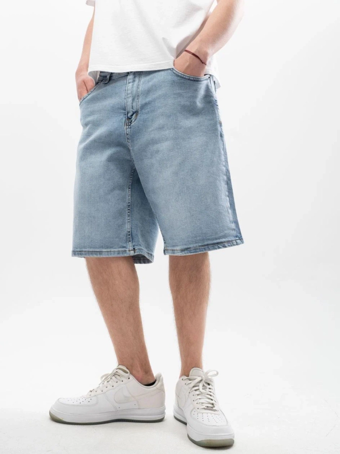 Spodenki szorty męskie jeans Jigga Wear Small Outline Crown jasne niebieskie