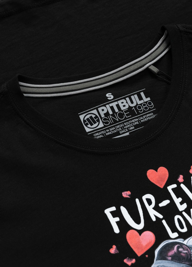 Koszulka damska T-shirt Pit Bull Fur-Ever Love czarna