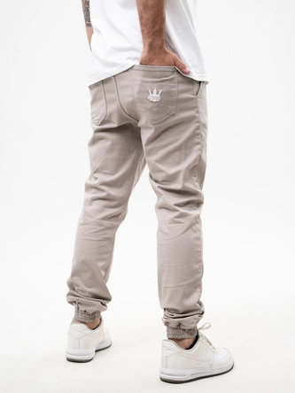 Spodnie Materiałowe męskie Jogger Jigga Wear Crown British Sand popielate