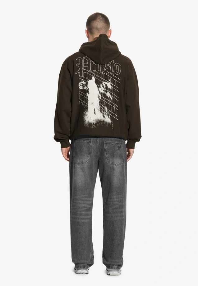 Bluza męska z kapturem oversize Prosto Shadow sprany czarny