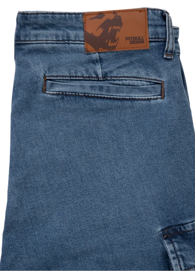 Spodenki szorty jeans bojówki męskie Pitbull Classic Wash Deerhorn jasno niebieskie