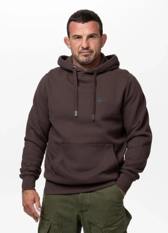 Bluza męska z kapturem Pit Bull Small Logo 25 ciemno brązowa