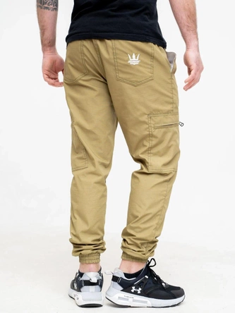 Spodnie Materiałowe Jogger Bojówki Jigga Wear Crown Ripstop Cargo camel beżowe