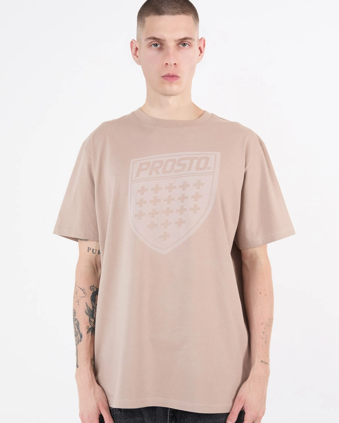 Koszulka męska t-shirt Prosto Shield beżowa