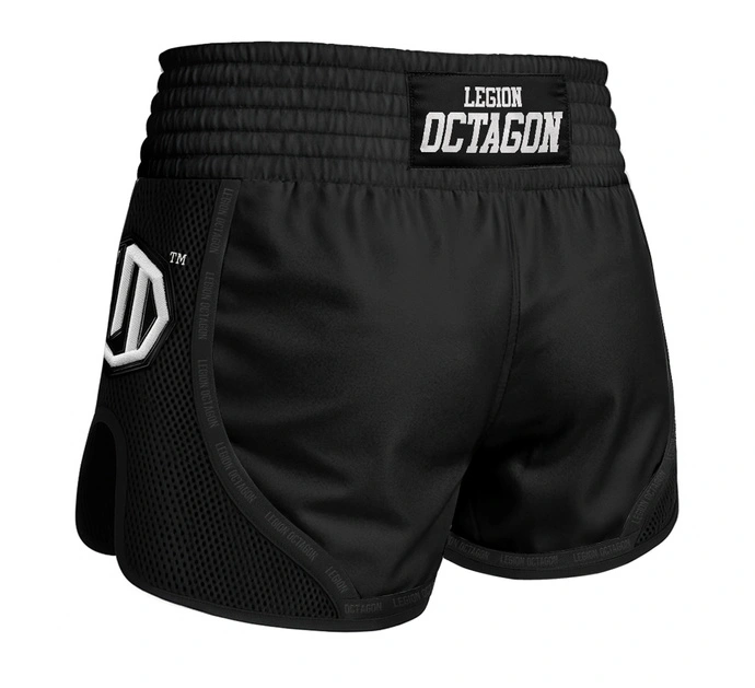 Spodenki Muay Thai Kickboxing Legion Octagon Mesh Premium czarno/białe