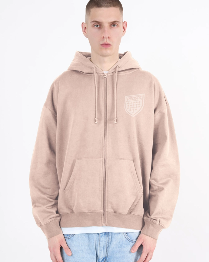 Bluza męska rozpinana z kapturem Prosto Shield beżowa