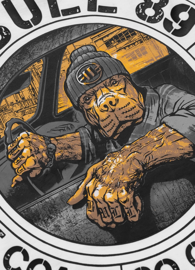 Koszulka męska T-Shirt Pit Bull Pitbull Driving biała