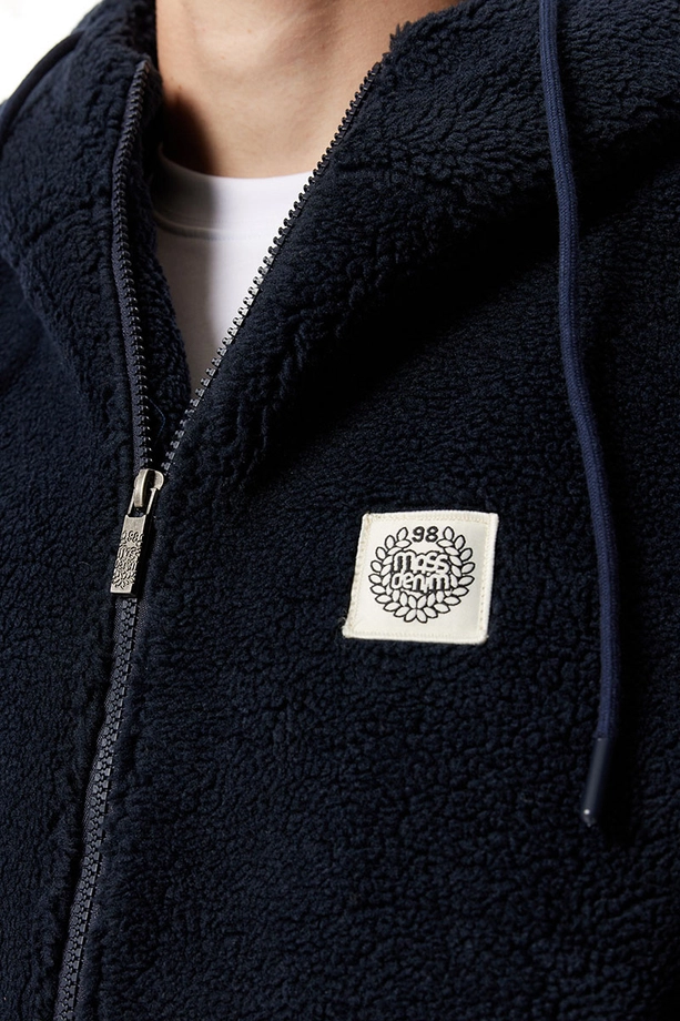 Kurtka przejściowa rozpinana Teddy Mass Denim Patch granatowa