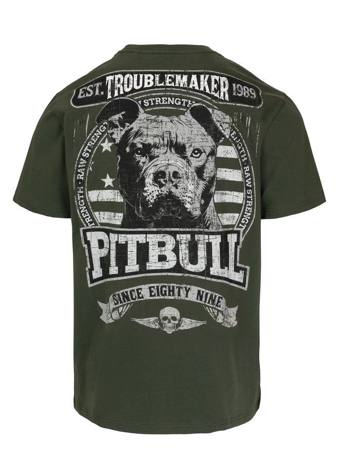 Koszulka męska T-Shirt Pit Bull Pitbull Troublemaker ciemno zielona