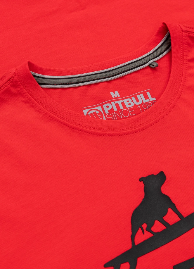 Koszulka męska T-Shirt Pit Bull Pitbull Surfing Dog czerwona