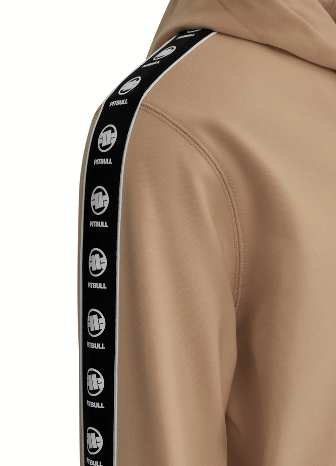 Bluza męska z kapturem Pitbull Pit Bull Tape Nugget ZIP beżowa