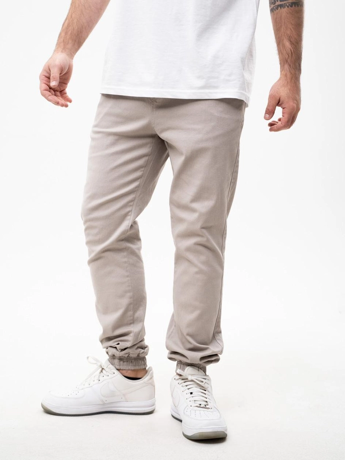 Spodnie Materiałowe męskie Jogger Jigga Wear Crown British Sand popielate
