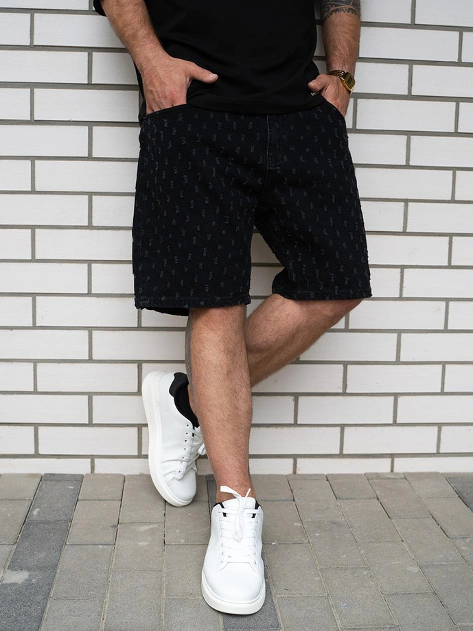 Spodenki szorty męskie jeans Jigga Wear Small Outline Crown Dots czarne