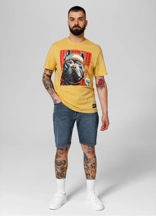 Spodenki szorty jeans męskie Pitbull Medium Wash Highlander niebieskie