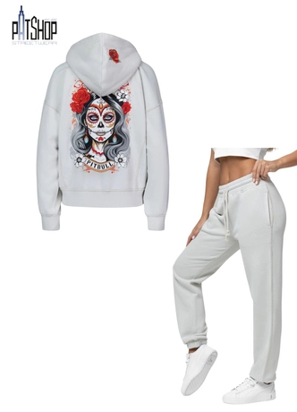 Komplet dresowy damski Pitbull Washed Santa Muerte biała