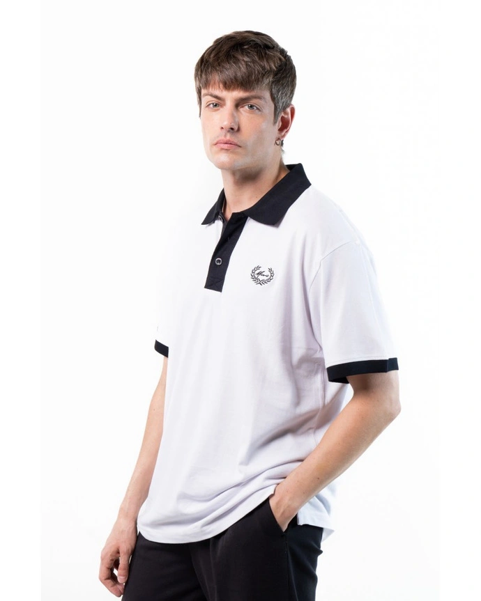 Koszulka męska Polo Moro Sport Mini Paris Laur biało/czarna