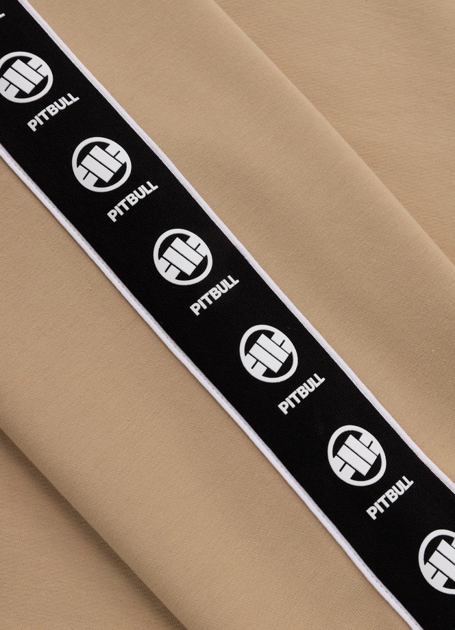 Bluza męska z kapturem Pitbull Pit Bull Tape Nugget ZIP beżowa
