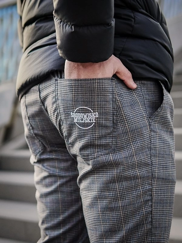 Spodnie męskie materiałowe jogger Środowisko Miejskie Classic Icon szare