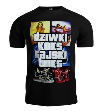 Koszulka męska T-shirt Public Enemy Dziwki Koks Tajski Boks czarna