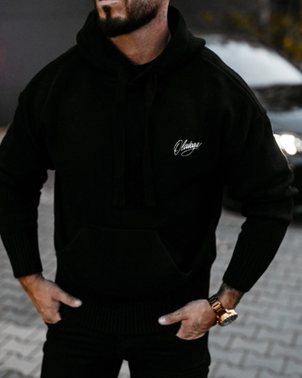 Sweter męski z kapturem Olavoga Folnel czarny