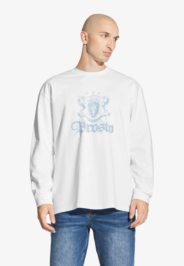 Koszulka longsleeve męski Prosto Crest biała