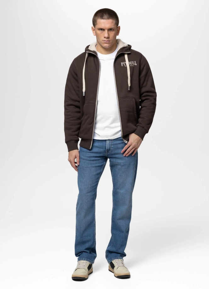 Bluza męska rozpinana z kapturem Pit Bull Ruffin Detroit brązowa