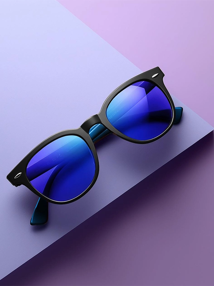 Okulary przeciwsłoneczne Jigga Wear Name Color Wayfarer czarno/niebieskie