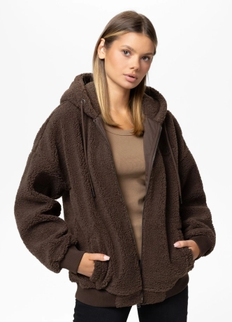 Bluza damska z kapturem ZIP Pitbull Daisy brązowa