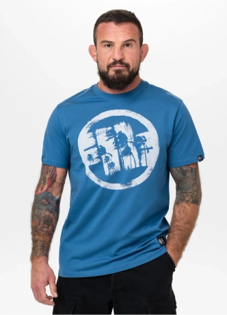 Koszulka męska T-Shirt Pit Bull Pitbull Logo Palms niebieska