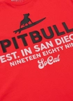Koszulka męska T-Shirt Pit Bull Pitbull Surfing Dog czerwona