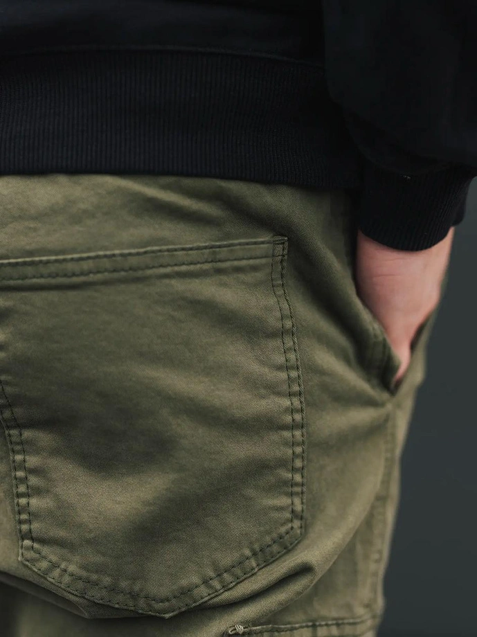 Spodnie męskie Materiałowe Jogger Bojówki Jigga Wear Stripe Zip Cargo zielone