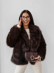 Kurtka futerko damskie Olavoga Cuar brązowa