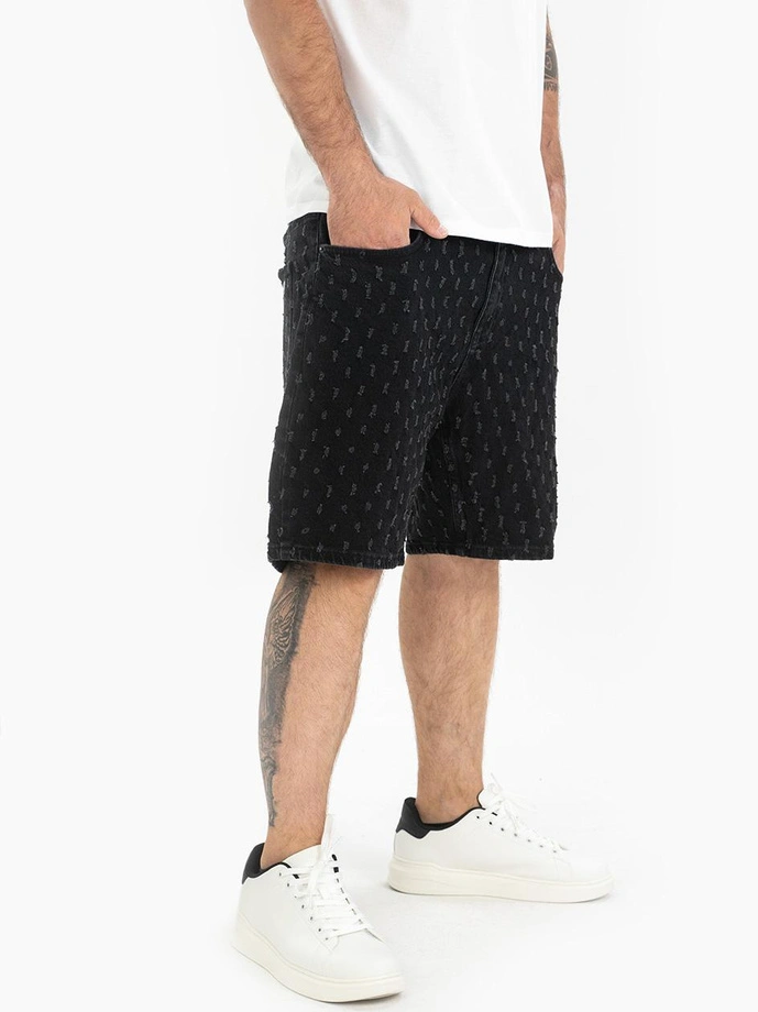 Spodenki szorty męskie jeans Jigga Wear Small Outline Crown Dots czarne